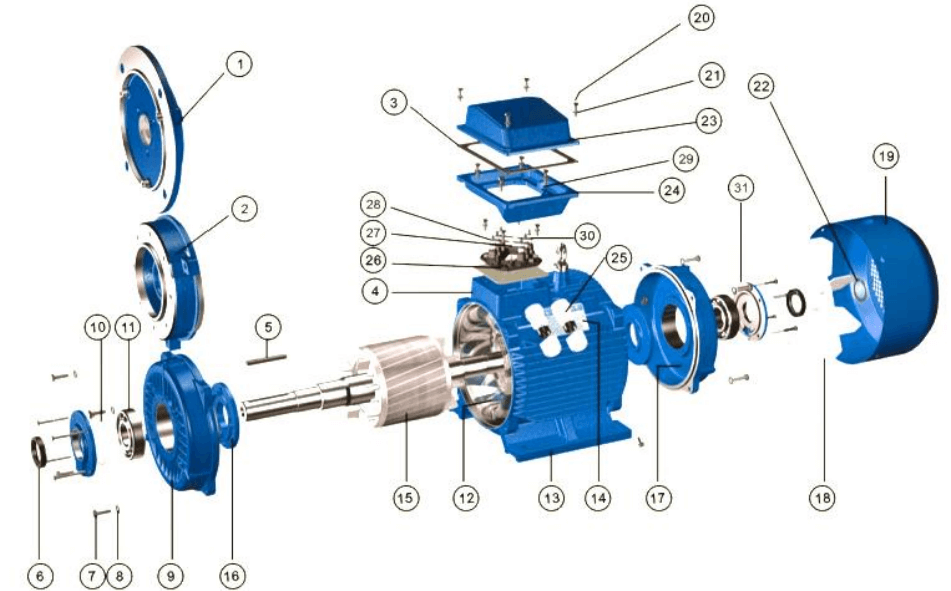 Схема разборки электродвигателя